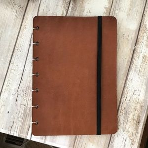 Leather Mini Disc Planner Cover. Brown-Like new